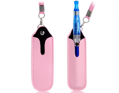 Faux Leather Protective Bag with Neck Lanyard for Electronic Cigarettes (Pink