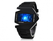 Stylish Digital Watch with Colorful Light & Silicone Strap (Black) M.