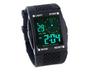 Square Dial Plastic Band Sports Watch (Black)