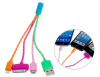 1 to 3 Knit Charging Data Cable with Light for iPhone 5S/5/5C/4S/4/iPad/Samsung