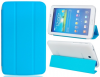 Tri-fold Bright Color Faux Leather Case for Samsung Galaxy Tab 3 P3200 (Blue)
